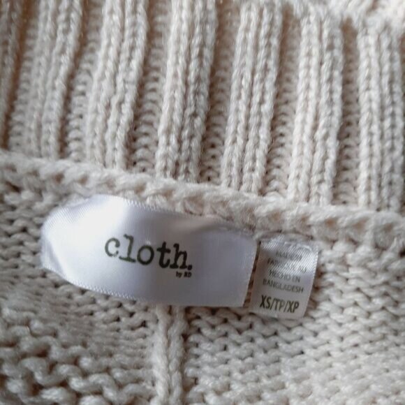 CLOTH by RD Cable Knit Scoop Neck Pullover Knit Sweater Puff Sleeve White Sz XS - Picture 15 of 16